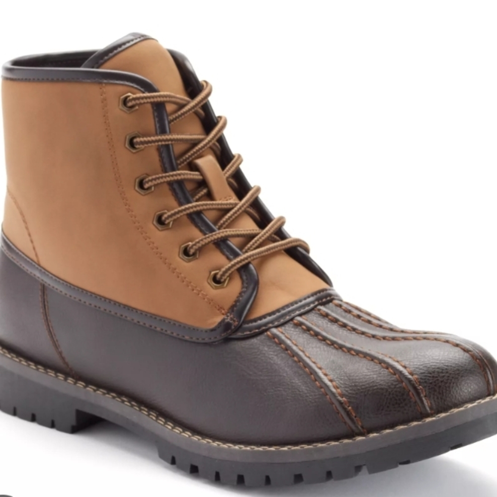 Men's Two-Tone Brown and Tan Rain Boots